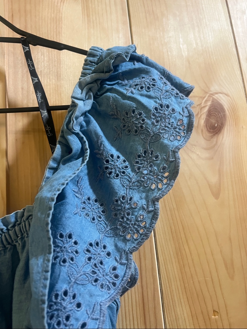 Jessica SimpsonLight Blue Eyelet Ruffle-Shoulder Button Front size 3x - Picture 5 of 8